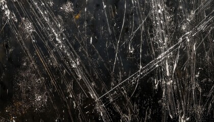 Poster - grunge scratched black texture with diagonal lines and abstract marks for industrial design and vintage graphic projects

