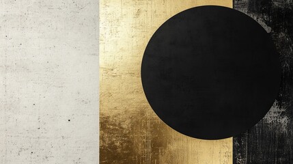 Poster - Black and gold abstract design with a textured background featuring geometric shapes and contrasting colors