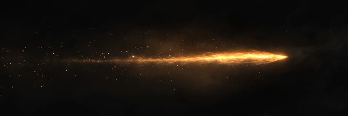 Poster - Dynamic golden spark trail against a black background representing speed and motion in a captivating visual display