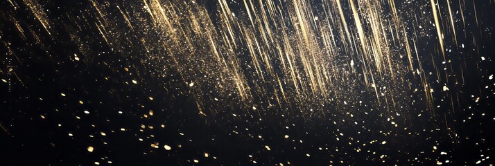 Poster - Golden sparks cascading against a black background during a celebratory event at night
