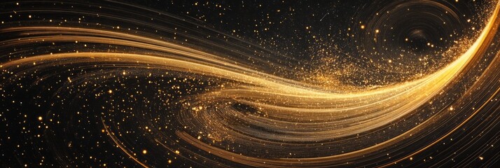 Poster - Abstract swirling patterns of gold and black create a captivating visual display of light and texture in a cosmic theme
