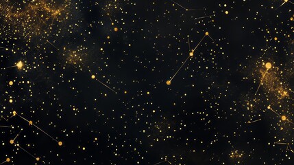 Poster - Stunning starry night with golden celestial bodies and dark background creating an enchanting cosmic atmosphere