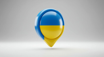 Poster - Location marker with Ukrainian flag design on modern map background