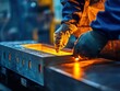 © Attasit - A manufacturing worker wearing protective gloves and handling a heated metal mold.