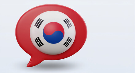 Poster - Speech bubble with South Korean flag symbol in red background showcasing Korean culture