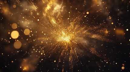 Poster - Glittering Gold Explosion on Dark Background for Creative Projects
