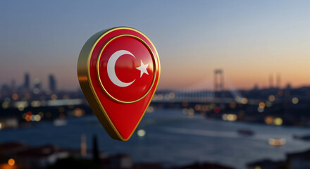 Poster - Location pin in Turkey representing travel tourism in a scenic background