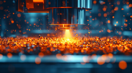 Poster - High tech metal recycling process with glowing particles