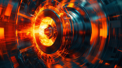 Poster - Dynamic spinning turbine with vibrant energy and motion