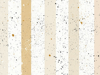 Aufkleber - seamless pattern with vertical beige and ivory stripes, accented by black and gold splatters, creati