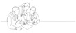 © sense - Line art Illustration of business people working together in the office. One line art style
