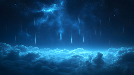 Aufkleber - Meteor shower spectacle night sky digital art cosmic phenomenon atmospheric view astronomical chaos