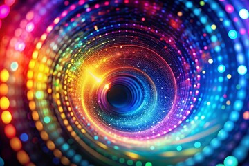 Poster - Abstract Binary Code Vortex: Digital Data Stream Background Image with Copy Space