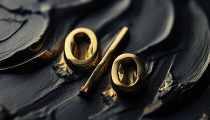 Poster - Golden Percentage Symbol on Elegant Black Texture
