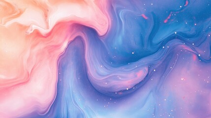 Wall Mural - Dreamy cosmic swirl blending soft peach and deep blue fluid textures