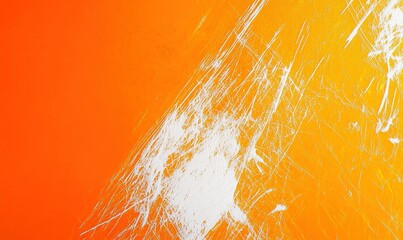 Wall Mural - White scratches on orange backdrop, ideal for abstract or textured background