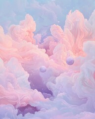Poster - Dreamy cloudscape exploration ethereal realm digital art soft colors aerial view surreal beauty