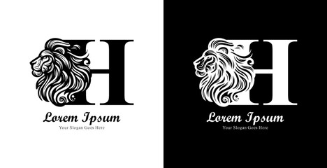 Aufkleber - The logo design is in the shape of a lion's head with a side view combined with the letter H