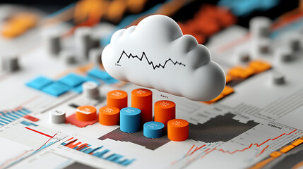 Poster - Data analysis cloud visualization business analytics infographic digital environment aerial view insights and trends