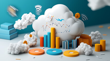 Poster - data visualization and analysis in cloud computing digital workspace infographic art modern environm