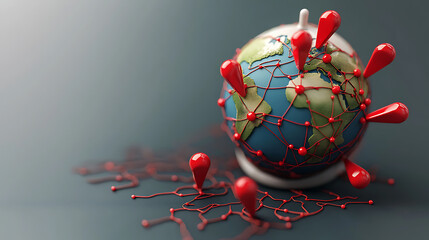 Poster - Global health crisis representation artistic interpretation covid-19 impact studio environment abstract viewpoint visual concept of connectivity and disease spread