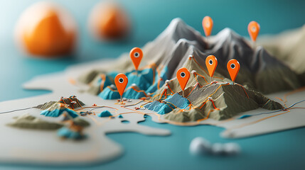 Poster - Exploring geographic mapping techniques mountainous regions digital art 3d visualization aerial perspective innovative design concepts for better navigation