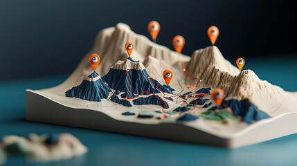 Poster - Exploring mountain terrain with 3d map models adventure zone educational content indoor workspace close-up view geographic visualization for enhanced learning