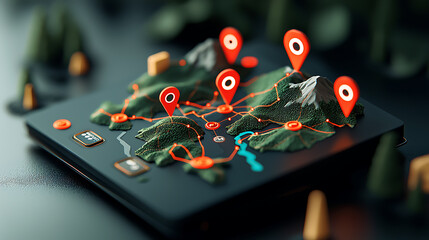 Poster - Interactive 3d map visualization creative studio digital artwork contemporary environment aerial view spatial awareness concept