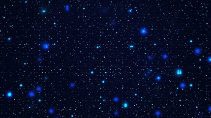 Poster - Blue glowing digital particles forming a cyber grid pattern on dark background
