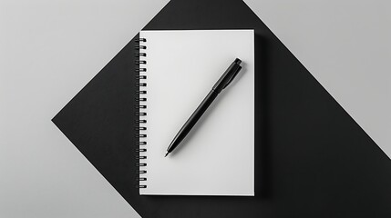 Wall Mural - Notebook with pen isolated on black background. 3d illustration.
