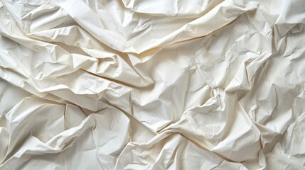 Poster - Delicate layers of crumpled and creased white paper create an intriguing texture, perfect for various artistic applications and enhancing creative designs. Ideal for backgrounds or print