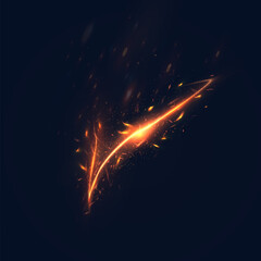 Aufkleber - Hot stream with fire sparks and glowing particles. Vector design of fire movement for effects, banners, backgrounds and presentations. Vector