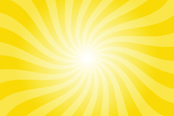 Poster - Abstract sizzling sunrise yellow background with rays retro starburst. Radial spiral stripes backdrop. Vintage sun beam texture. Sun rays pattern. Groovy retro swirl burst. Summer carnival background