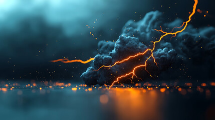 Poster - Electrifying storms unleashing lightning strikes over tranquil waters digital art atmospheric environment dramatic viewpoint