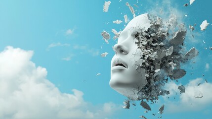 Poster - A 3D sculpture coming to life in a surreal art concept.