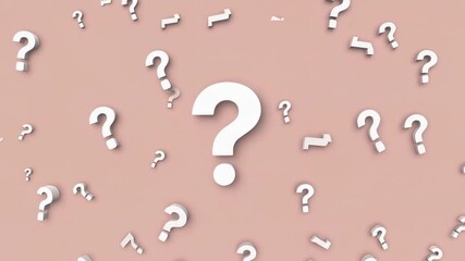 Aufkleber - White question marks float gently against a solid pink backdrop, creating a visual representation of uncertainty, inquiry, and the search for answers