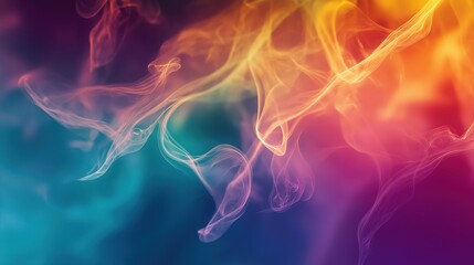 Poster - Abstract colorful smoke waves in vibrant blue, orange, and purple hues
