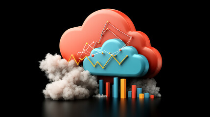 Poster - Data analysis visualization cloud computing 3d render digital environment abstract viewpoint innovative concepts for business insights