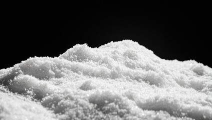 Poster - Sparkling snowdrift forming gentle slopes on black background