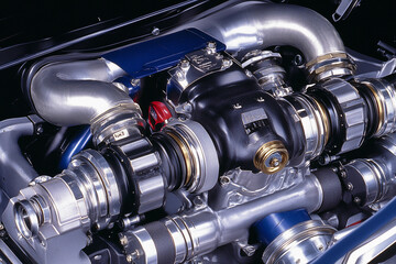 Aufkleber - Close-up view of a high-performance car engine component
