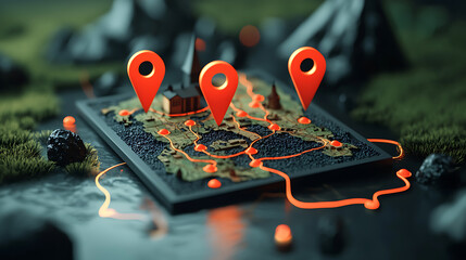 Poster - Exploring geolocation mapping techniques digital terrain visual content virtual environment aerial view location-based technology