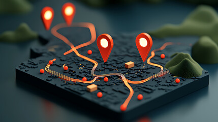 Poster - Innovative geolocation mapping technology urban environment digital art 3d visualization creative perspective enhancing navigation and location services