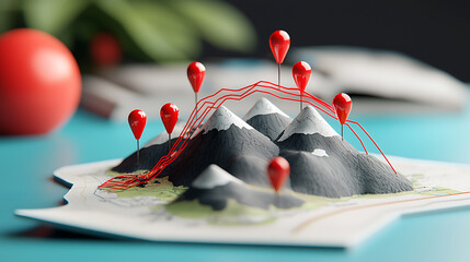 Poster - Exploring geographical mapping techniques 3d terrain models creative design digital art close-up view innovative concept for enhanced navigation
