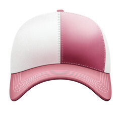 Aufkleber - A front view of a two toned pink and white baseball cap showcasing its design and features.