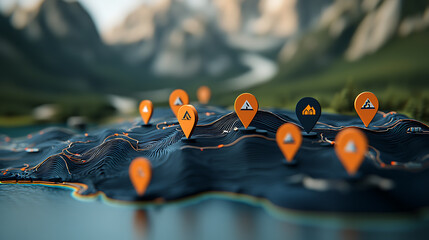 Poster - Exploring geographical landmarks mountainous region 3d map visualization natural environment aerial perspective digital mapping concepts