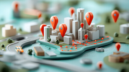 Poster - Urban mapping insights analyzing city landscapes digital environment 3d model aerial view geographic information systems