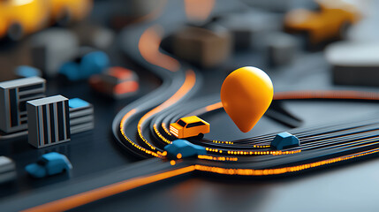 Poster - Dynamic transportation mapping urban cityscape digital graphics futuristic environment aerial view navigation and travel concepts