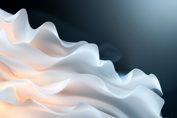 Aufkleber - Soft, undulating waves in shades of white and gray flow gently against a deep black backdrop, offering a serene and elegant design with ample copy space available