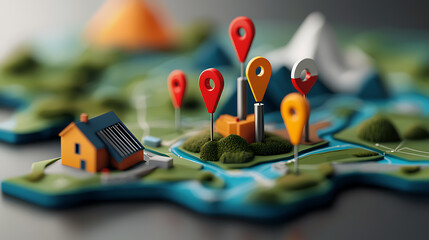 Poster - Exploring a geographic information system model with location markers 3d map urban planning digital environment aerial perspective data visualization techniques