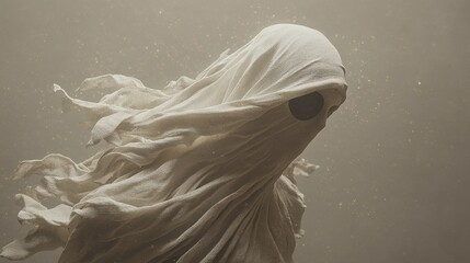 Poster - Ethereal movement of a ghostly figure abstract setting digital art surreal environment close-up view haunting concept